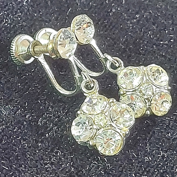 3 for$25- Vintage Crystal Drop Earrings with Screw Backs - Picture 3 of 9